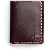 Trifold Leather Wallet For Men | Made In USA | Genuine Full Grain Leather Men's Tri Fold Wallet | Whiskey Barrel Brown