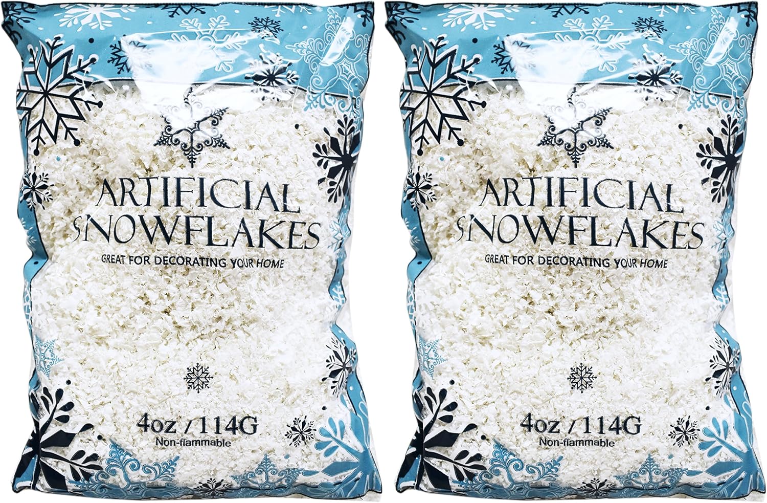 Artificial Snow - Black Duck Brand Set of 2 Artificial Snow 4 Oz Bags! - Festive Faux Snow for Crafts, Christmas, and Decor! - Great for Setting up Winter Displays and Adding to Decorations!