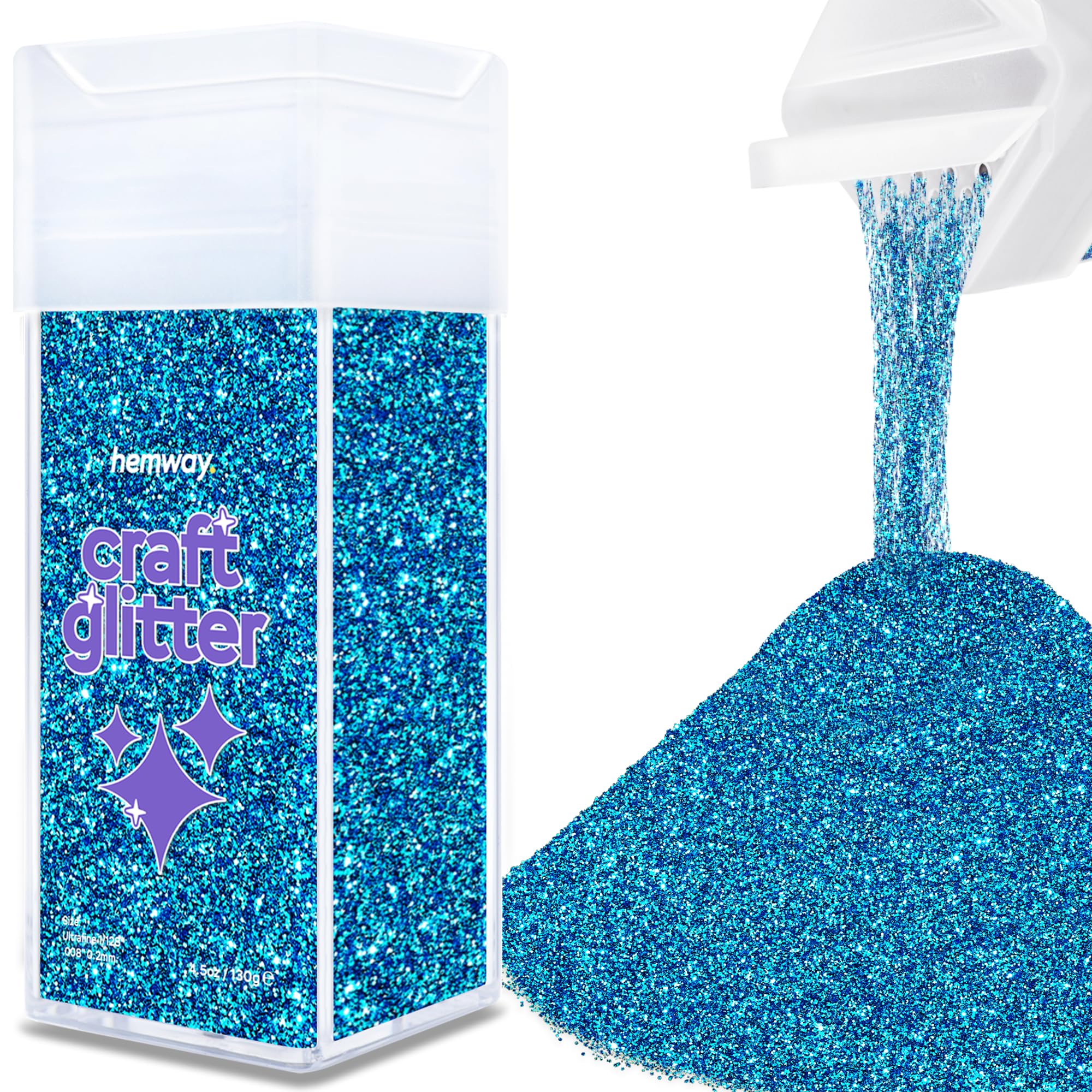 Hemway Glitter Shaker Ocean Blue 110g Ultrafine, Craft Glitter Shaker for Resin & Epoxy Crafts, Christmas Art Supplies, Nail, Body, Face, Eye, Festival, Crafting, Slime, Sparkle