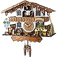Engstler Quartz Cuckoo Clock with Musik Black Forest House with Moving Beer Drinkers and Mill Wheel