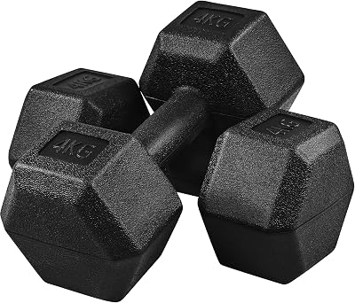 Yaheetech 4 kg Dumbbells Set of 2 Hex Grip Home Gym Strength Training 8 kg