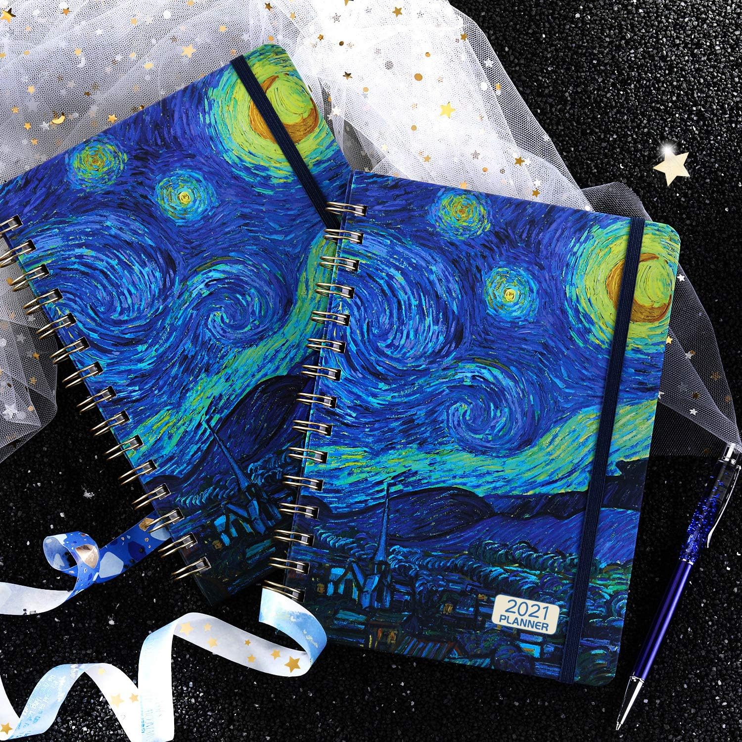 2021 Planner - Weekly & Monthly Planner, 6.25" x 8.3", Jan 2021- Dec 2021, 12 Monthly Tabs, Twin-Wire Binding with Two-Sided Inner Pocket : Office Products