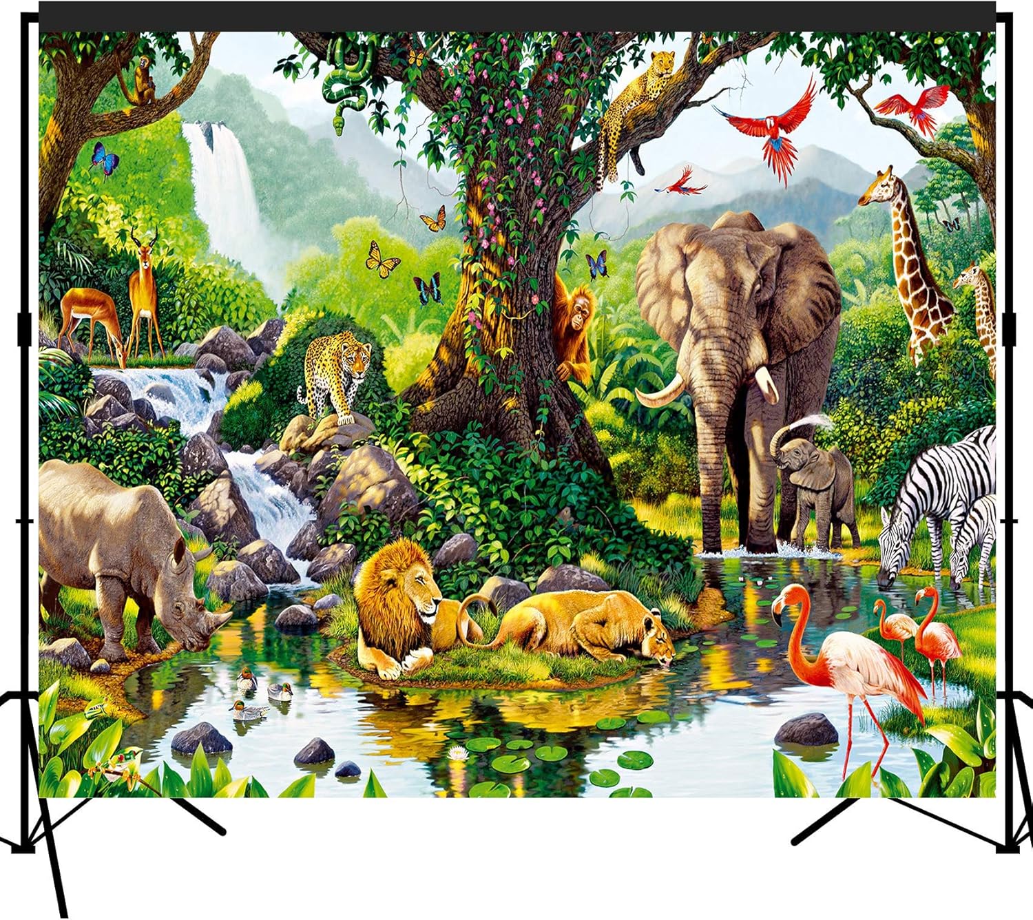 Musykrafties Tropical Rain Forest Jungle Adventure Scenic Backdrop Large Banner Photography Studio Fabric Background Photobooth Prop 7x6feet #2192