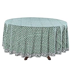 Ridhi Basil Green 100% Cotton Round 110 Tablecloth