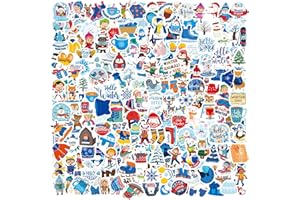 DUJAA 240PCS Winter Stickers for Kids, Vinyl Waterproof Stickers for Water Bottles, Winter Holiday Sticker with Snowflake Penguin Snowman Polar Bear, Christmas Sticker for Envelopes Cards Scrapbooking