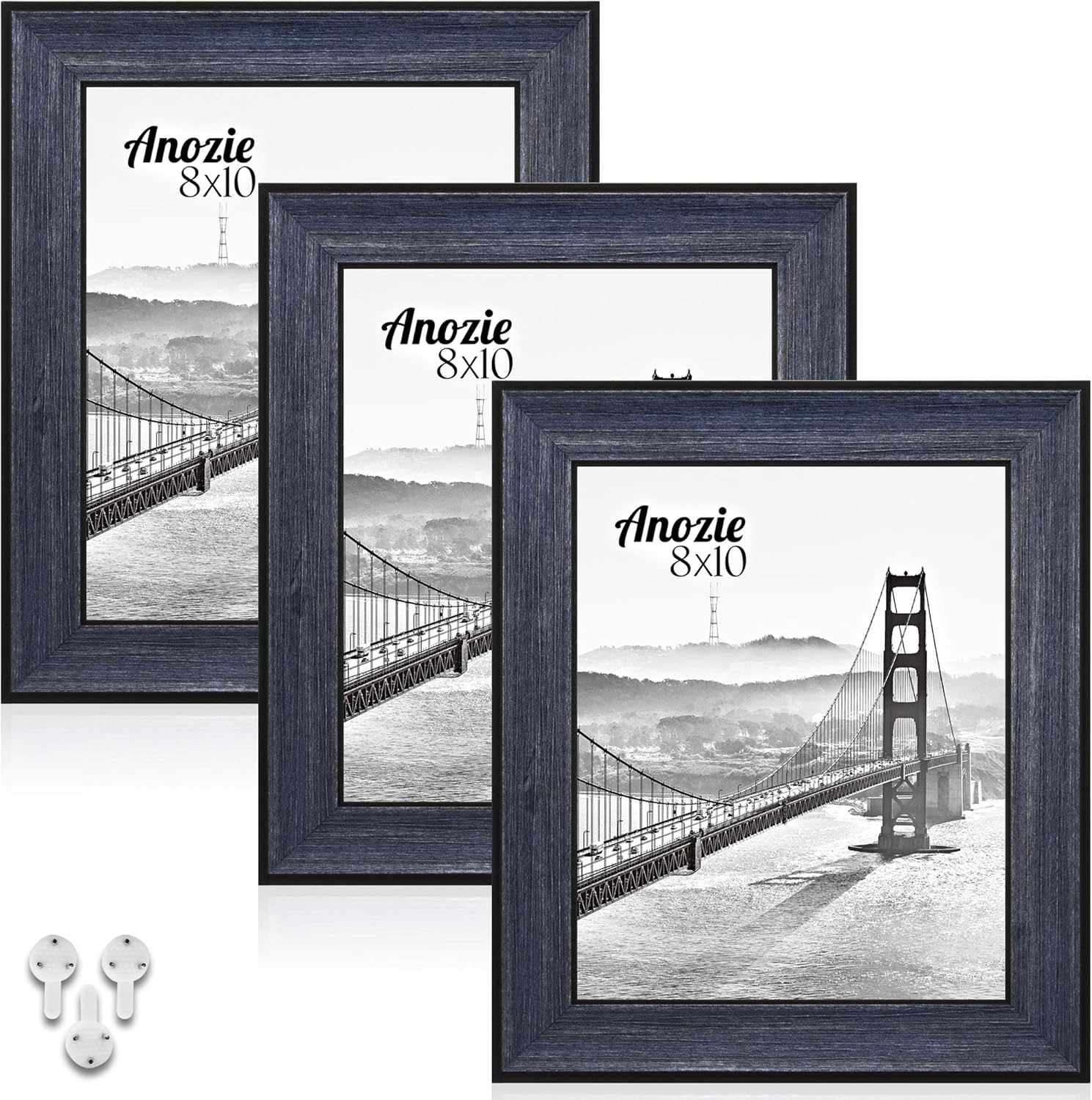 Anozie 8X10 Picture Frames(3 Pack, Wood grainblue
