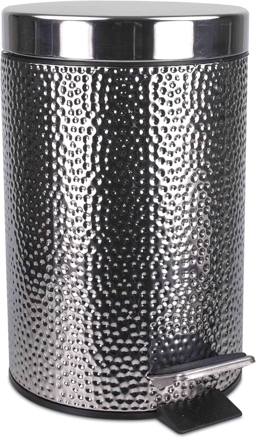 Home Basics Deluxe Hammered Stainless Steel Bathroom Accessories, Office, Bedroom, Decorative 3 Liter Waste Basket