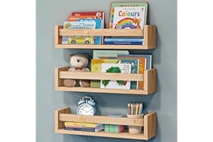 NATURE SUPPLIES Nursery Floating Shelves, Set of 3 for Wall Decor in Playroom or Baby Room, Organizer for Kids' Books, Minima