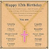 DORANA Easter Basket Stuffers for Teenage Girls Happy 6 7 8 9 10 11 12 13 Year Old Girl Birthday Gift Pink Cross Necklace for Teen Girl First Communion Baptism Confirmation Gifts