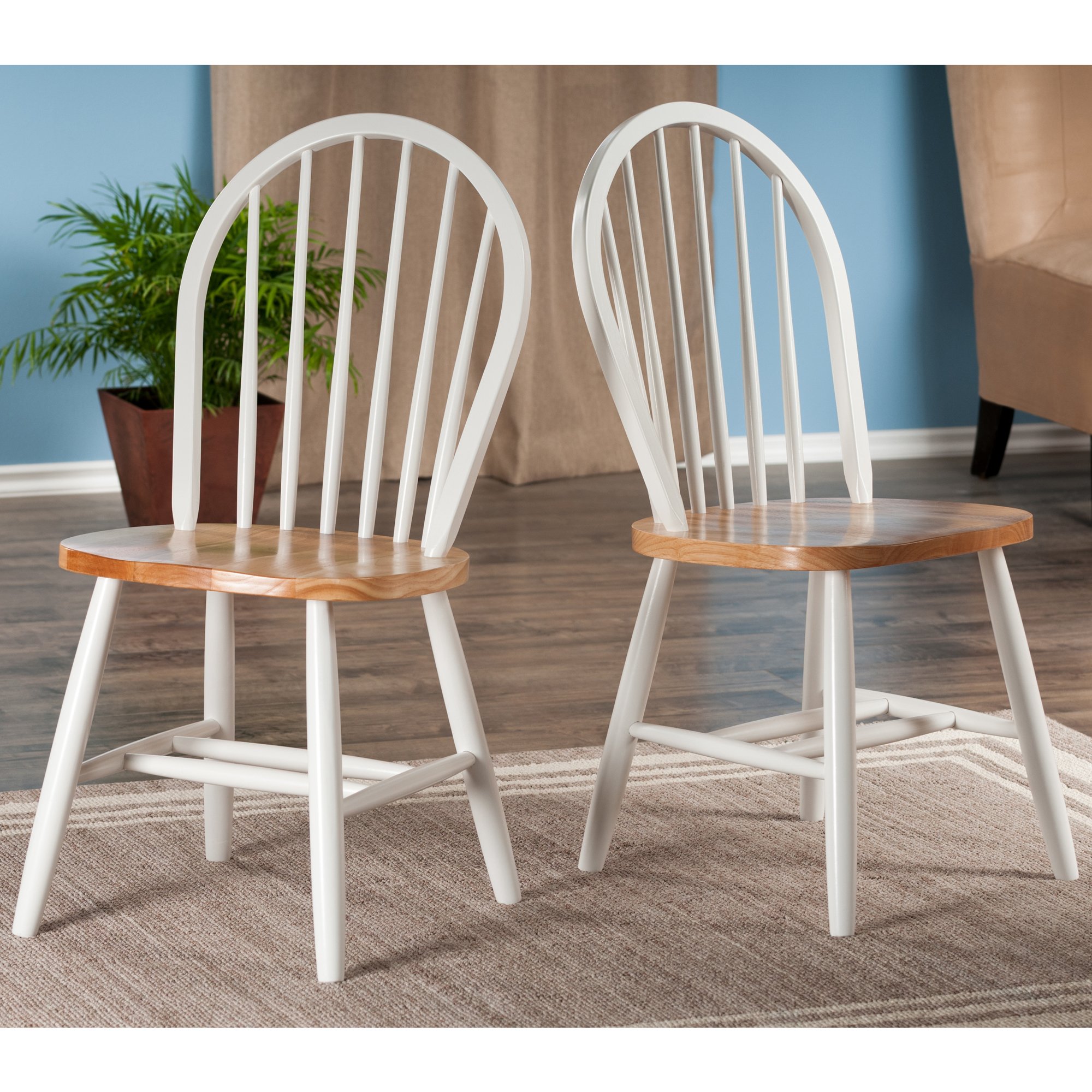 Windsor Chair – 2 – Piece Set Natural Beech Wood and White Finish
