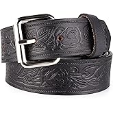 F&L CLASSIC Men's full Grain Vintage Distressed leather Belt,easy to change Roller buckle,1.5" Wide,USA,