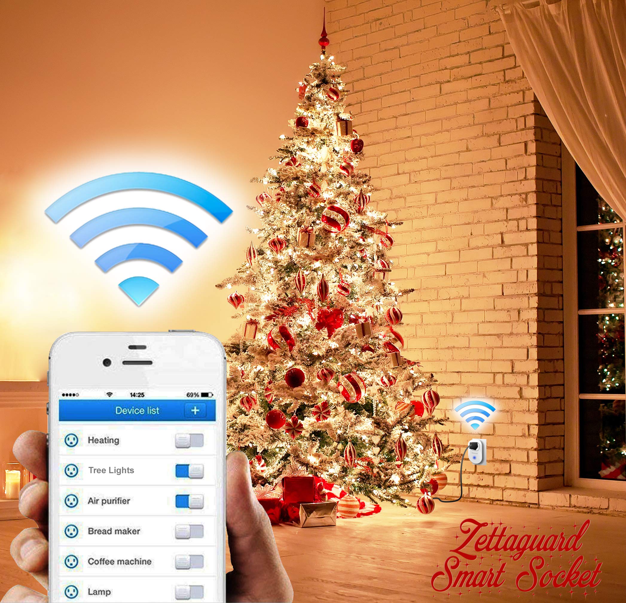 ZettaGuard S25 Wi-Fi Smart Socket Outlet US Plug, Turn ON/OFF Electronics from Anywhere, White (HomeMate-App)