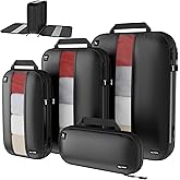 Premium Ultralight Compression Packing Cubes for Travel - Bag Factor Luggage Organizer Set (Double Sided Clean Dirty - Black - 4 Set)