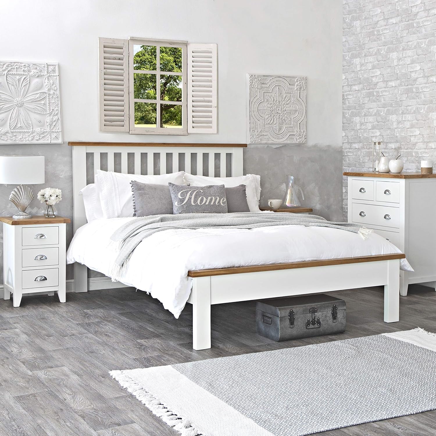 The Furniture Outlet Chester White Painted Oak 4'6 Double Bed Frame