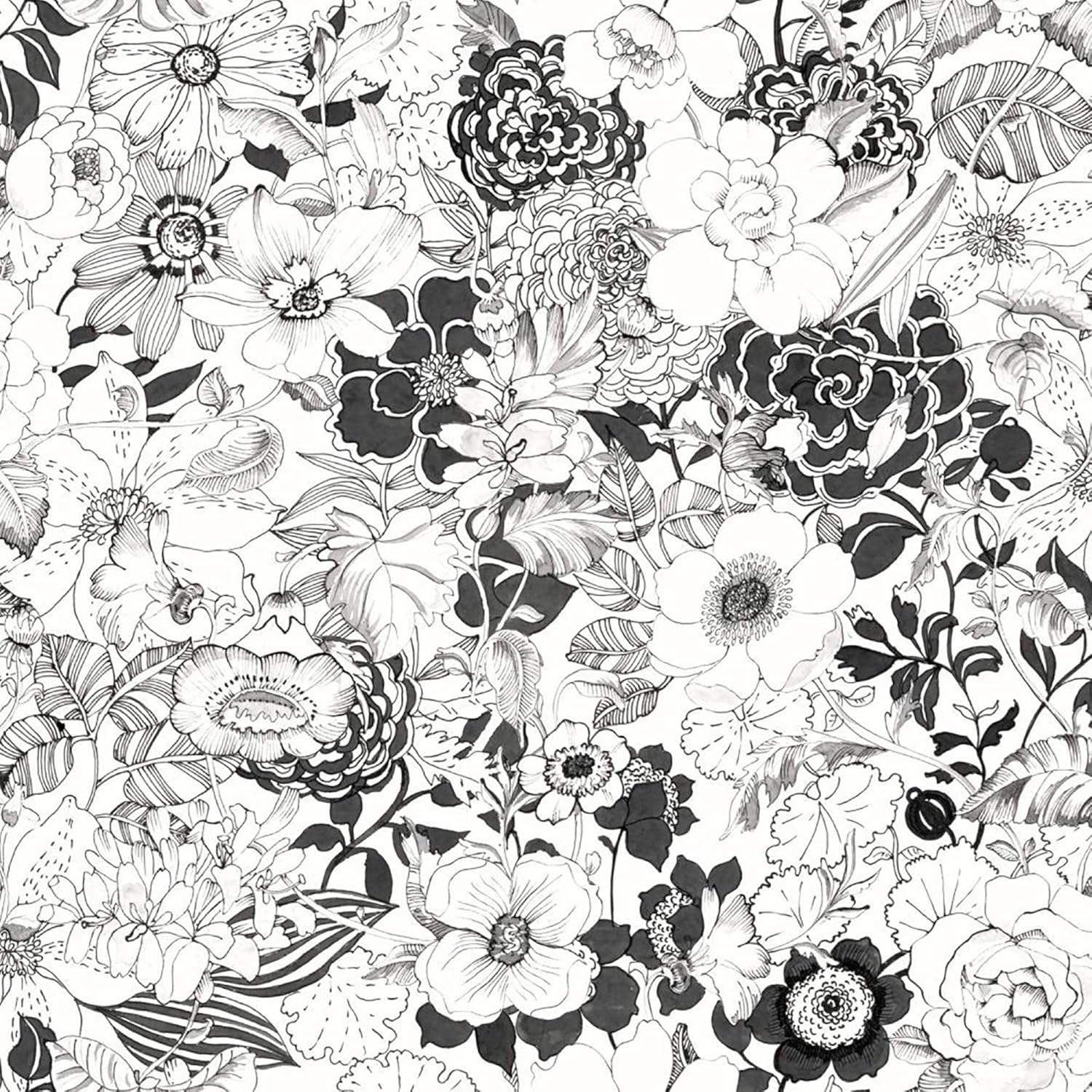 Papier Peint Fleurs Noir Et Blanc 138503 De Estahome Amazon Fr Bricolage