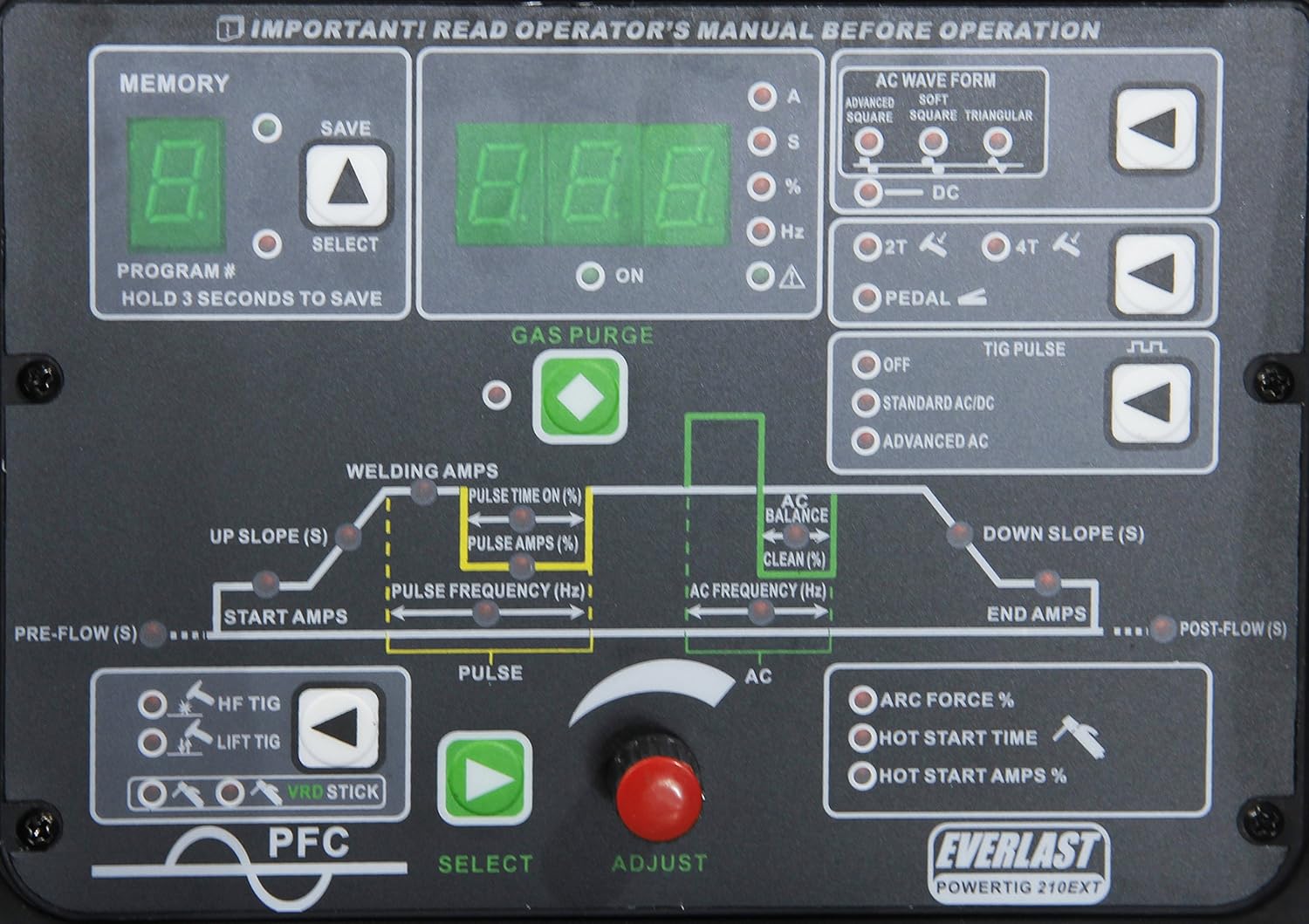 2019 Everlast PowerTIG 210EXT 210amp Ac Dc Tig Stick Advance Pulse