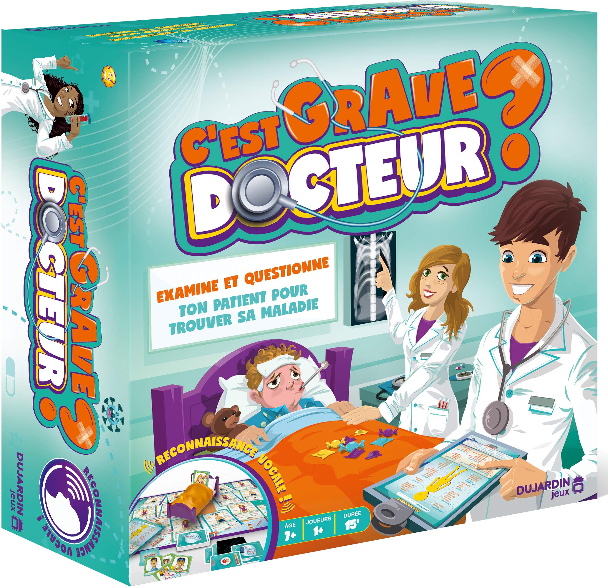 Dujardin - Is it Serious Doctor? - Board Game - Examines and Questions the Patient - Played alone or with the family - From 1 player - For children from 7 years old
