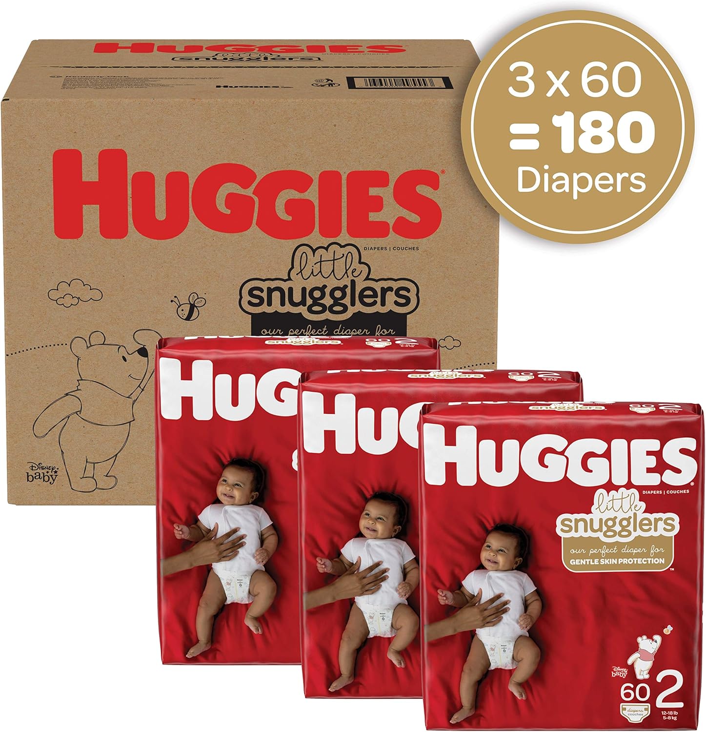 Baby Diapers Size 2, 180 Ct, Huggies Little Snugglers: Health & Personal Care