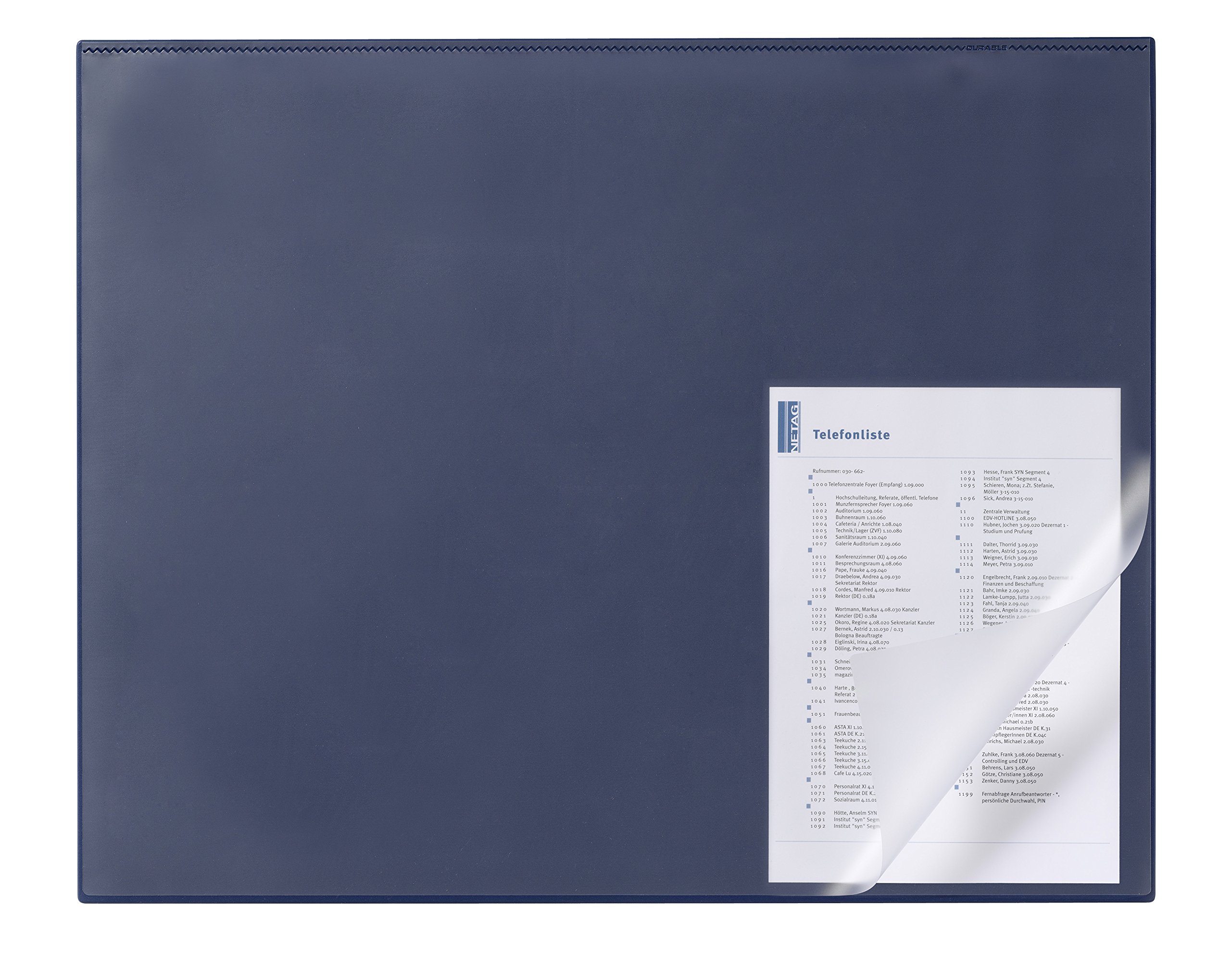 Durable Desk Mat with Edge Protector in Dark Blue | 65 x 50 cm | Pack of 1 | Includes Self-Adhesive Strips for Easy Attachment to Desk