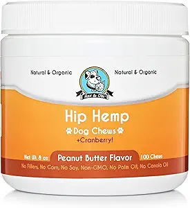 Natural Hemp Dog Chews - Organic Hemp Seed Oil, Omega 3 and 6, Cranberries, Urinary Health, Reduced Joint Pain, Improved Skin and Fur