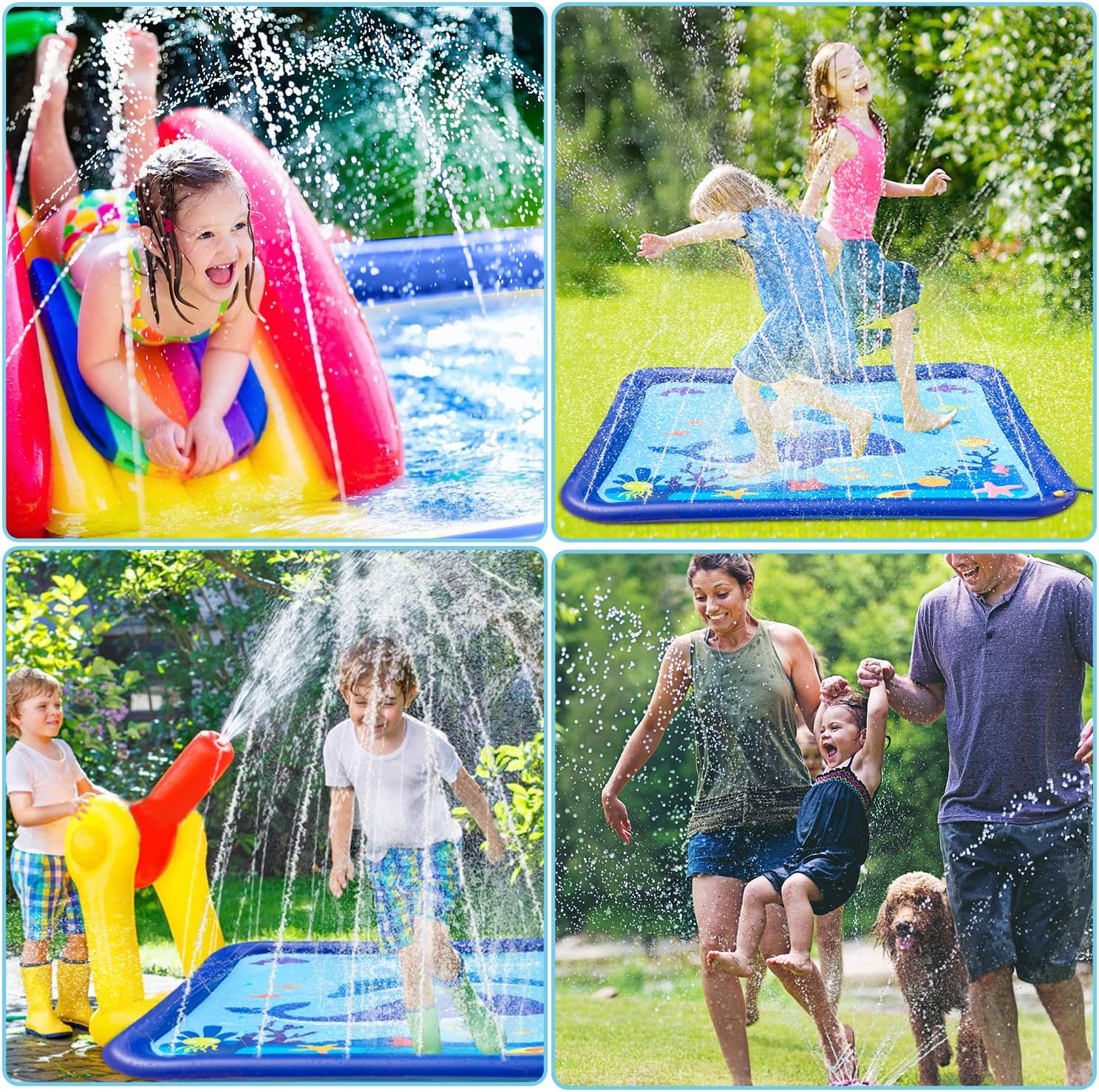 GiftInTheBox Kids Sprinkler & Splash Play Mat 68" Sprinkler for Kids Outdoor Water Toys Fun for Toddlers Boys Girls Children Outdoor Party Sprinkler Toy Splash Pad: Toys & Games