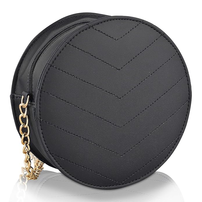 Buy ADISA women girls black round sling bag at Amazon.in