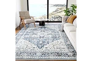 AMADA HOMEFURNISHING 5x7 Area Rugs, Washable Living Room Rug Low-Profile with Non-Slip Backing & Durable Edge Binding, Vintage 5x7 Rugs for Living Room, Bedroom, Dinning Room