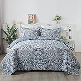 Etwel Queen Size Quilt Set, Crown Grey Queen Quilt 3 Pieces, Lightweight Cotton Bedspread, Soft Bedding Set for All Season, Reversible Coverlet Bedding Set, Queen Size 90"x98"