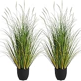 KOL 3ft 2-Pack Artificial Cattail Reed Grass, 35in Artificial Indoor Outdoor Fake Onion Grass Plant, Home Office Wedding Decorative Faux Potted Plant Greenery, Housewarming Gift, White