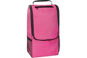 NORTH SKIN Travel Shoe Bag with Zipper Pocket Water Resistant Golf Sports Boot Bag Carry Strap Handle (Golf Shoe Bag, Pink)