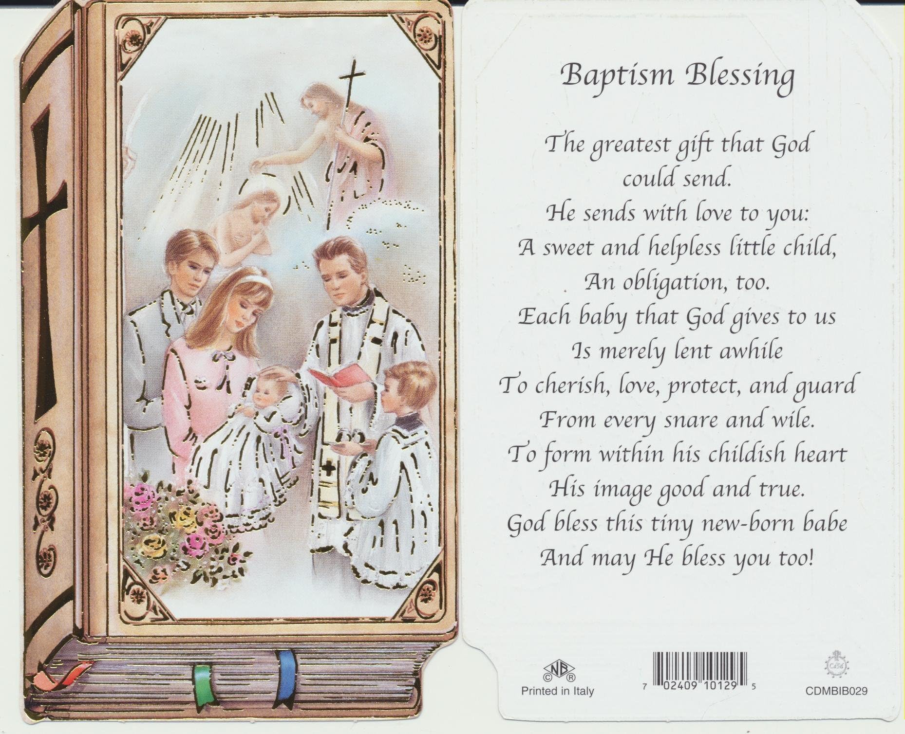 First Communion for Boy or Girl Holy Prayer Card Bible-Shaped Chromo NB