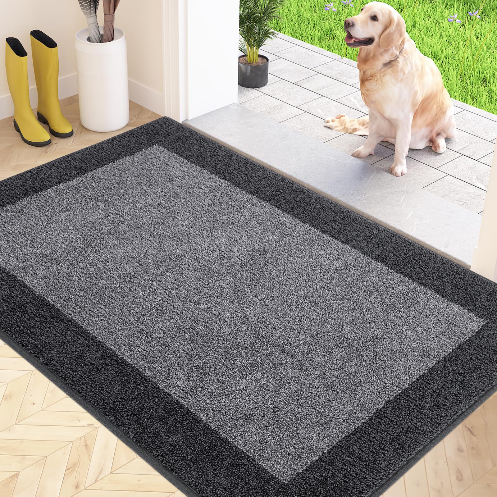 FCSDETAIL Dirt Trapper Indoor Door Mat 80 x 120 cm, Non-slip Entrance Rug, Machine Washable Dog Doormat, Inside Floor Mat for Entryway, Muddy Shoes & Paws