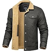 TACVASEN Mens Winter Jacket Thick Thermal Sherpa Jacket Warm Lapel Fleece Lined Coats Trucker Work Cargo Multi Pockets