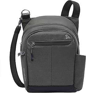 Travelon Anti-Theft Active Tour Bag, Charcoal, 9 x 11 x 3.5