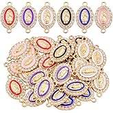 30pcs Alloy Enamel Virgin Mary Charms Links Rhinestones Our Lady Miraculous Medal Charms Crucifix Connection Bracelet Pendant for DIY Necklace Jewelry Making, 6 Colors