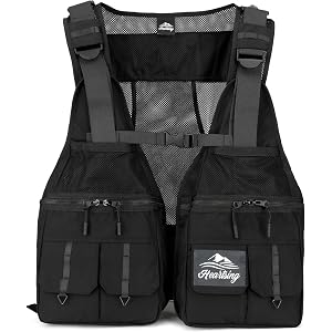 HEARTSING Multiple Pockets Outdoor Vest for Men and Women | Lightweight, Utility Pockets, Adjustable Size, Breathable Mesh, Q