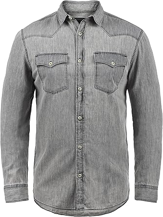 mens grey denim shirt uk
