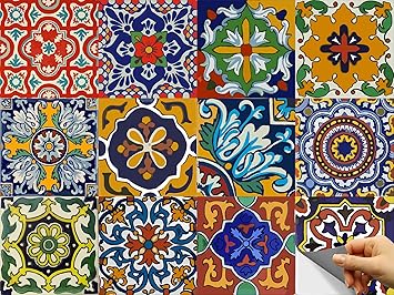 Amazon Com Bleucoin Mexican Talavera Peel And Stick Tile Stickers