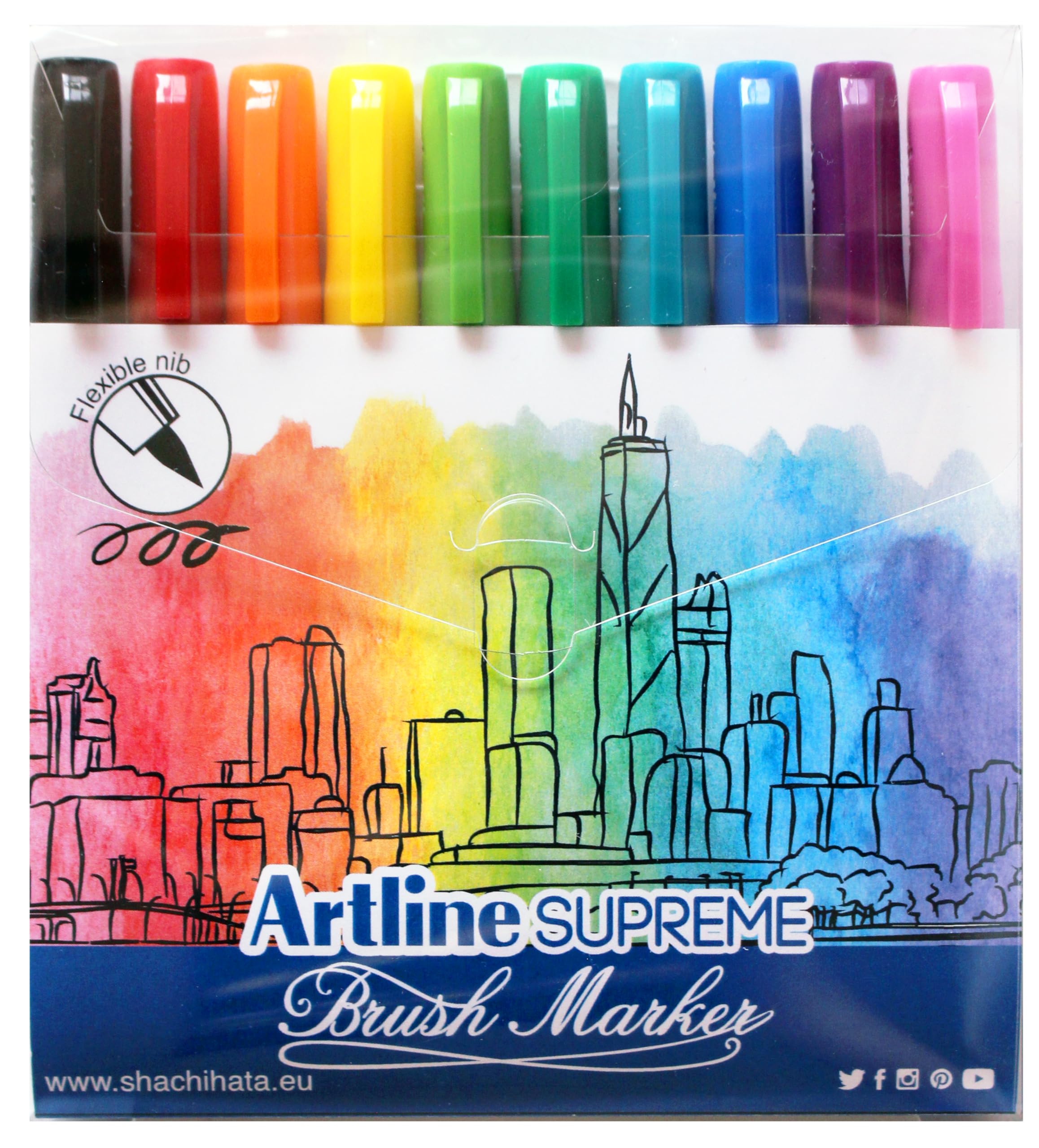 Artline Supreme Brush Marker Assorted Pack of 10 Colours