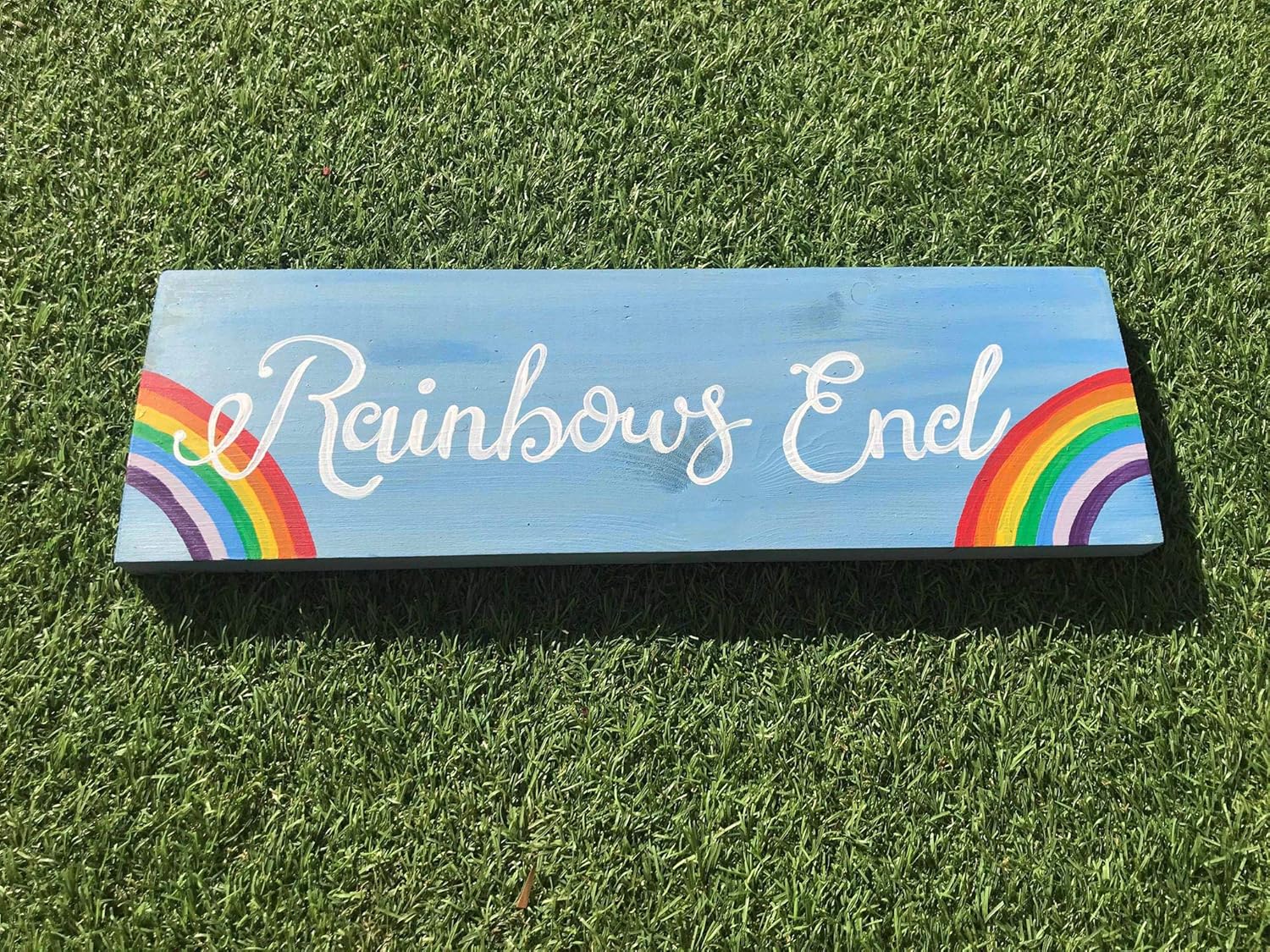 Rainbow Exterior Sign Personalised Wooden House Name Sign Plaque