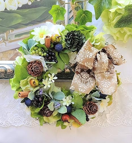 Amazon 永遠に続く幸せ花リース 紫陽花 グリーン 花 観葉植物 フラワーギフト オンライン通販