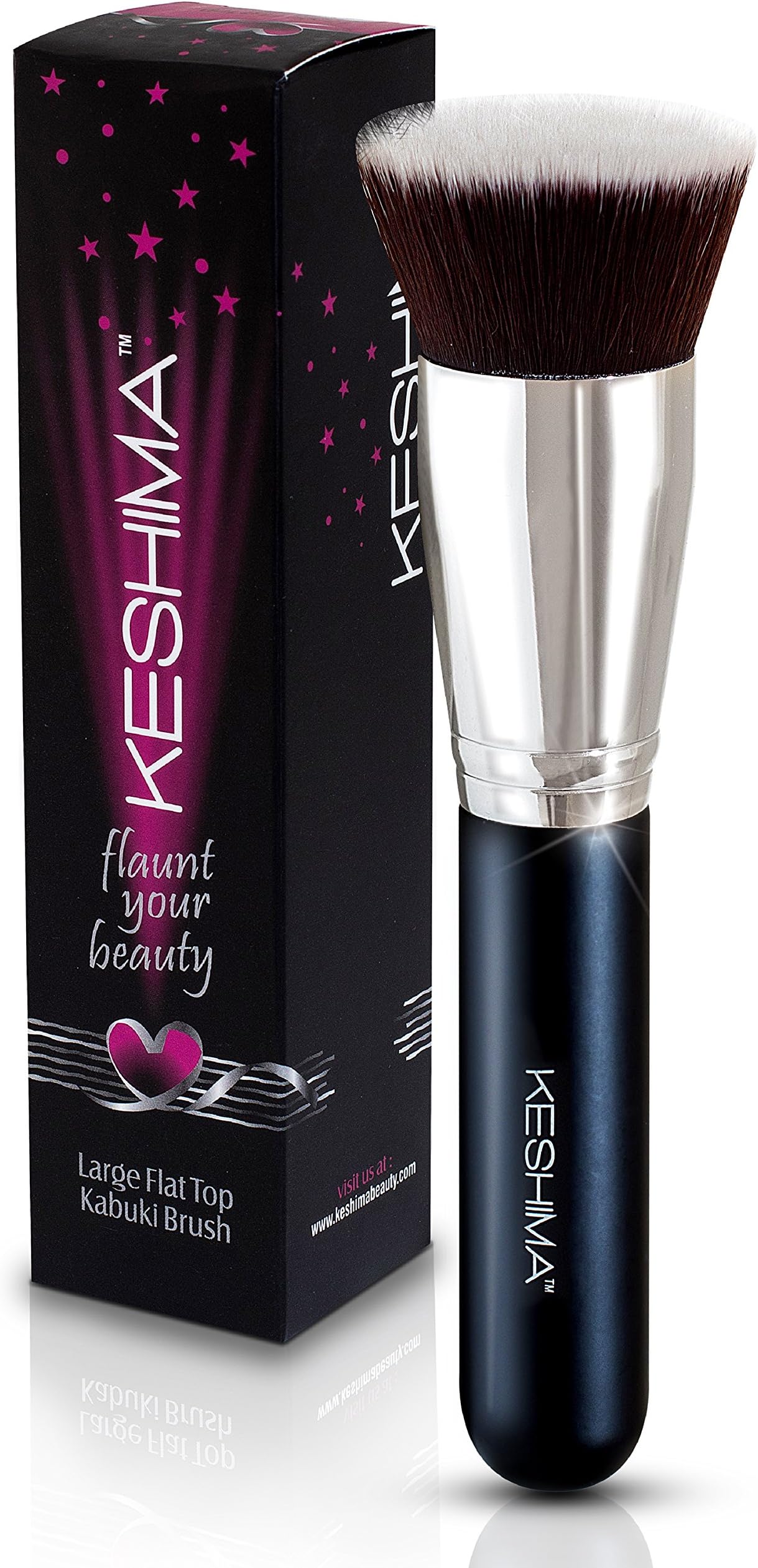 Large Flat Top Kabuki Foundation Brush By Keshima - Premium Makeup Brush for Liquid, Cream, and Powder - Buffing, Blending, and Face Brush, 1.6" Top Diameter