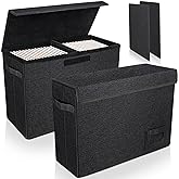 YSCare 2-Pack Comic Book Storage Boxes, Collapsible Comics Book Case with Dividers and Carrying Handles, Comic Short Box Holds 150 Comics, 15.5" X 7.5" X 11.3" Heavy-Duty Stackable Case