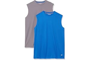 Amazon Essentials Men's Active Performance Tech Muscle Sleeveless Tank Top Workout Shirt, Pack of 2