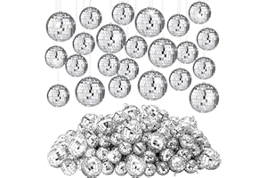 Funtery 100 Pcs Mirror Disco Balls Bulk Assorted Silver Hanging Disco Ball Decor for Home Wedding Birthday Dance Music 70 S Theme Party Christmas Tree Ornaments(1.2'', 2'')