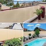 VOUNOT Balcony Privacy Screen 90x600cm HDPE Beige Wind UV Weatherproof view 5