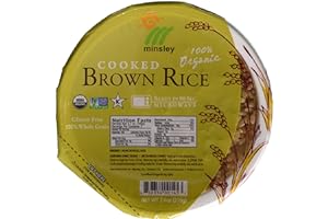 Minsley Cooked Brown Rice Bowl, 100 Percent Organic, Microwave Ready in 90 Seconds, 7.4-Ounce Bowls, Pack of 6