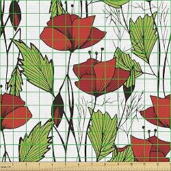 Ambesonne Floral Fabric by The Yard, Close up View
