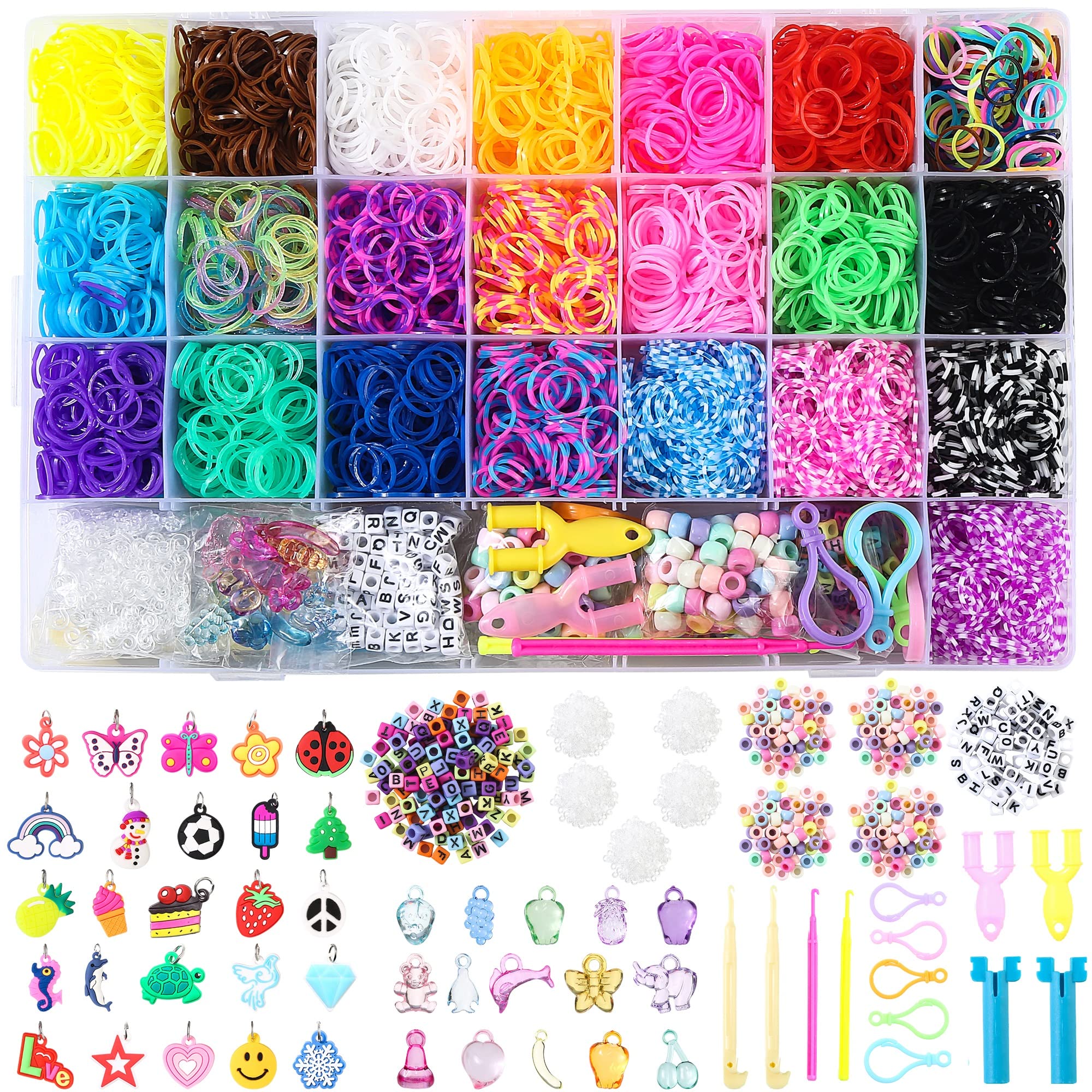 behave® 6460 XXL Loom Bands Box Set - Starter Set Box with 22 Colours + Loom Frame + Hooks and Many Extra's - Eco-Friendly Latex Free Rubber Loom - 330 Beads - 500+ S-Clips - 35 Pendants