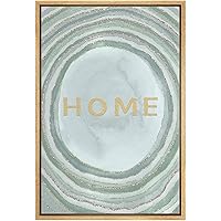 SIGNWIN Framed Canvas Print Wall Art Gold Home Phrase onBlue Background Abstract Patterns Watercolor Modern Art Decorative Elements Relax/Calm Cool for Living Room, Bedroom, Office - 16